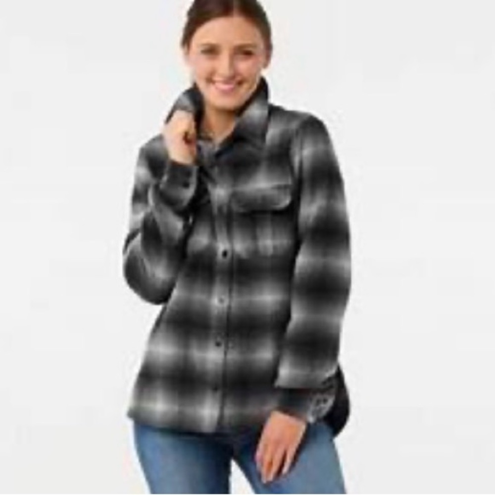 SmartWool Anchor Line Gray Plaid Shirt Jacket women’s Medium excellent